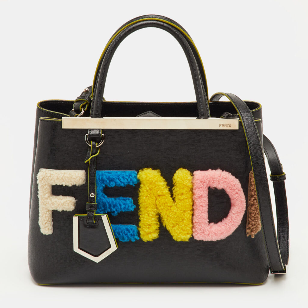 Fendi 2Jours Black Leather and Shearling Tote Fendi 2Jours Black Leather and Shearling Tote