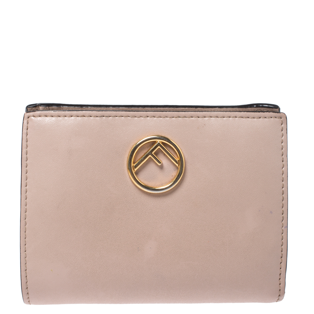 Fendi Beige Leather Bifold F Is Compact Wallet Fendi Beige Leather Bifold F Is Compact Wallet