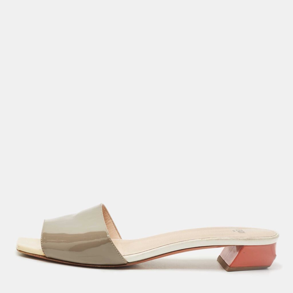 Fendi Tricolor Patent Leather Slide Sandals Size 39 Fendi Tricolor Patent Leather Slide Sandals Size 39