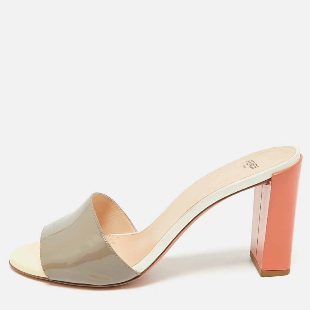 Fendi Tricolor Patent Leather Slide Sandals Size 40 Fendi Tricolor Patent Leather Slide Sandals Size 40