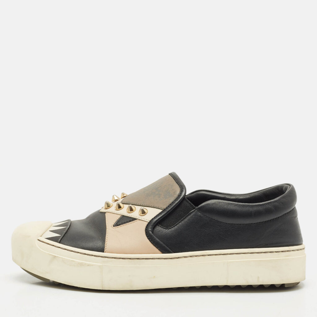 Fendi Multicolor Leather Studded Karlito Slip On Sneakers Size 37 Fendi Multicolor Leather Studded Karlito Slip On Sneakers Size 37