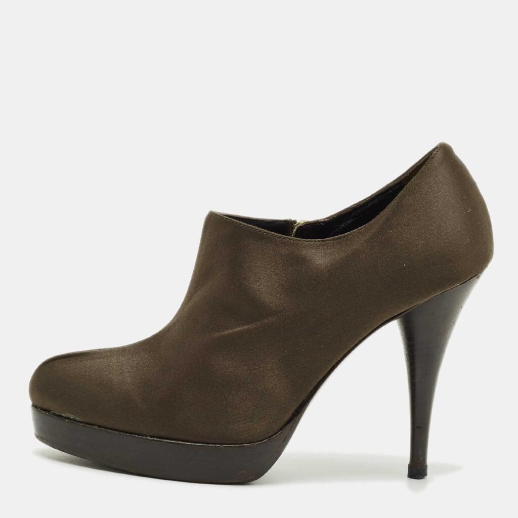 Fendi Brown Satin Ankle Booties Size 36 Fendi Brown Satin Ankle Booties Size 36