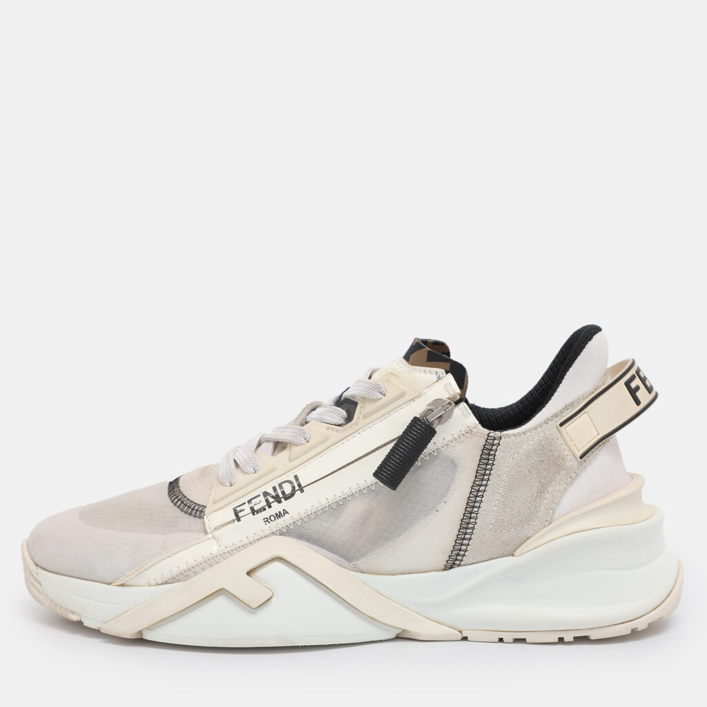 Fendi Cream/White Suede and Mesh Flow Low Top Sneakers Size 39 Fendi Cream/White Suede and Mesh Flow Low Top Sneakers Size 39