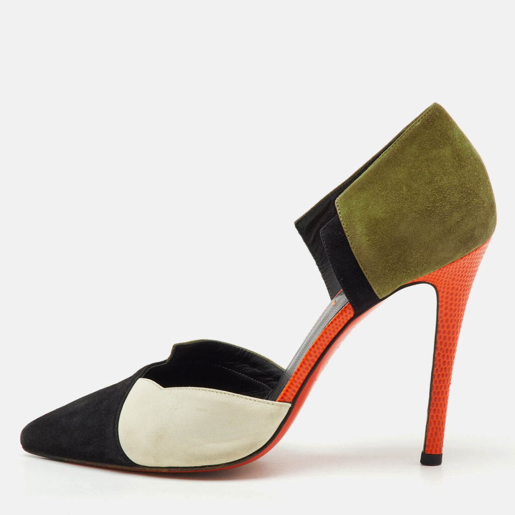 Fendi Multicolor Suede and Leather Pointed Toe D'Orsay Pumps Size 35 Fendi Multicolor Suede and Leather Pointed Toe D'Orsay Pumps Size 35