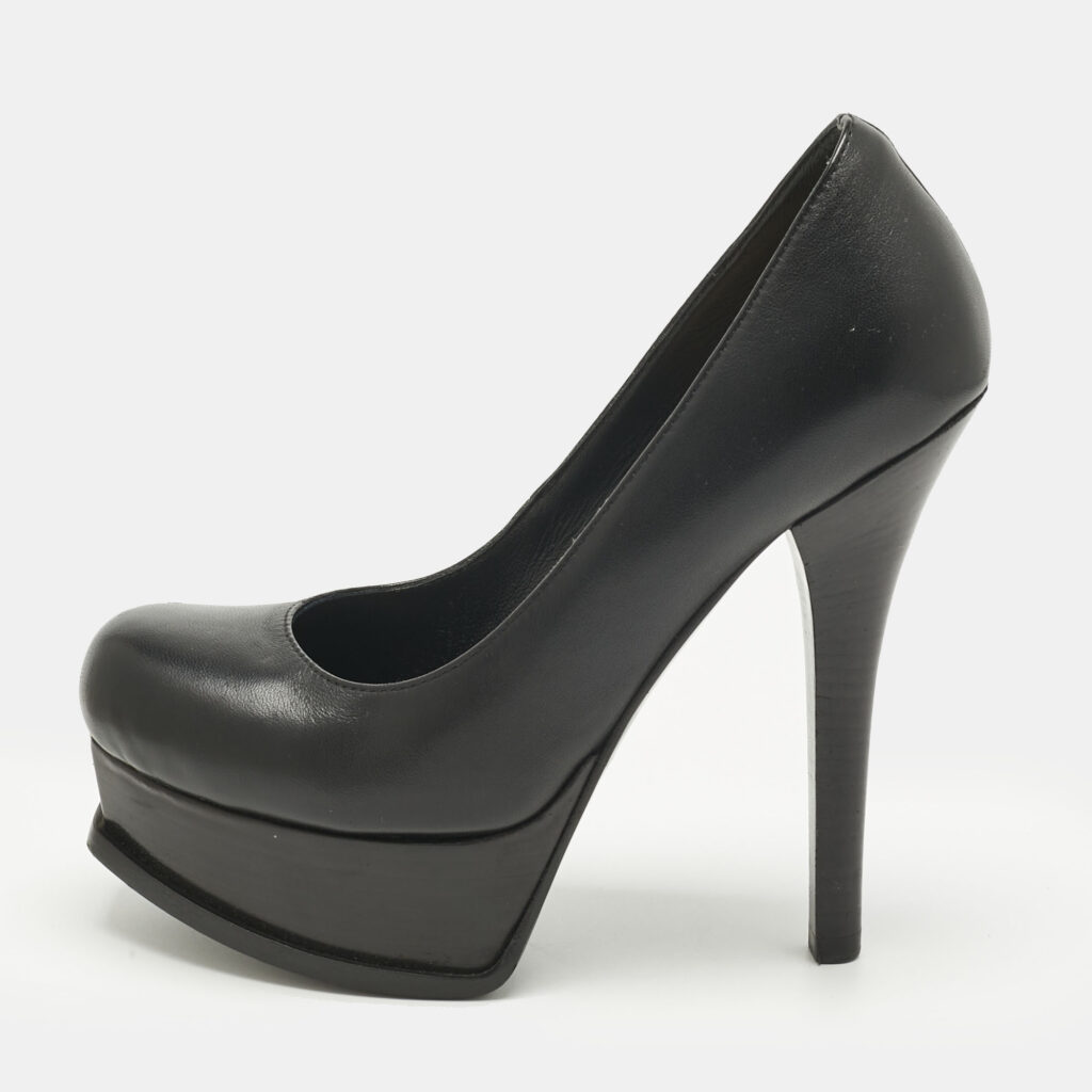 Fendi Black Leather Fendista Platform Pumps Size 35.5