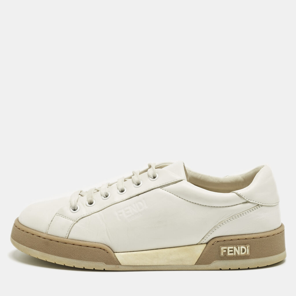 Fendi White Leather Lace Up Low Top Sneakers Size 39 Fendi White Leather Lace Up Low Top Sneakers Size 39