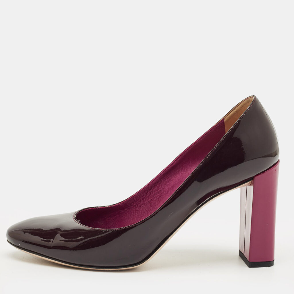 Fendi Burgundy Patent Leather Block Heel Pumps Size 38.5 Fendi Burgundy Patent Leather Block Heel Pumps Size 38.5