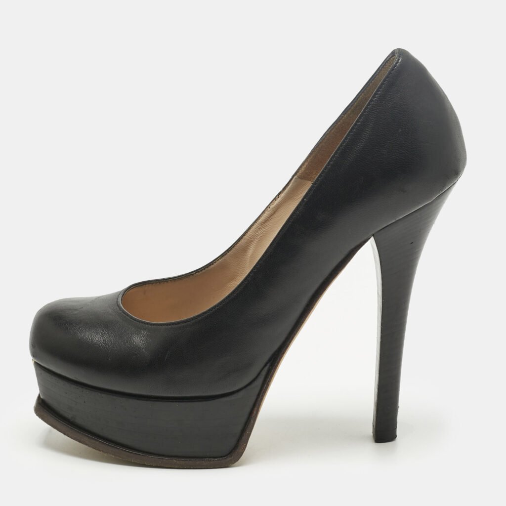 Fendi Black Leather Fendista Platform Pumps Size 37.5