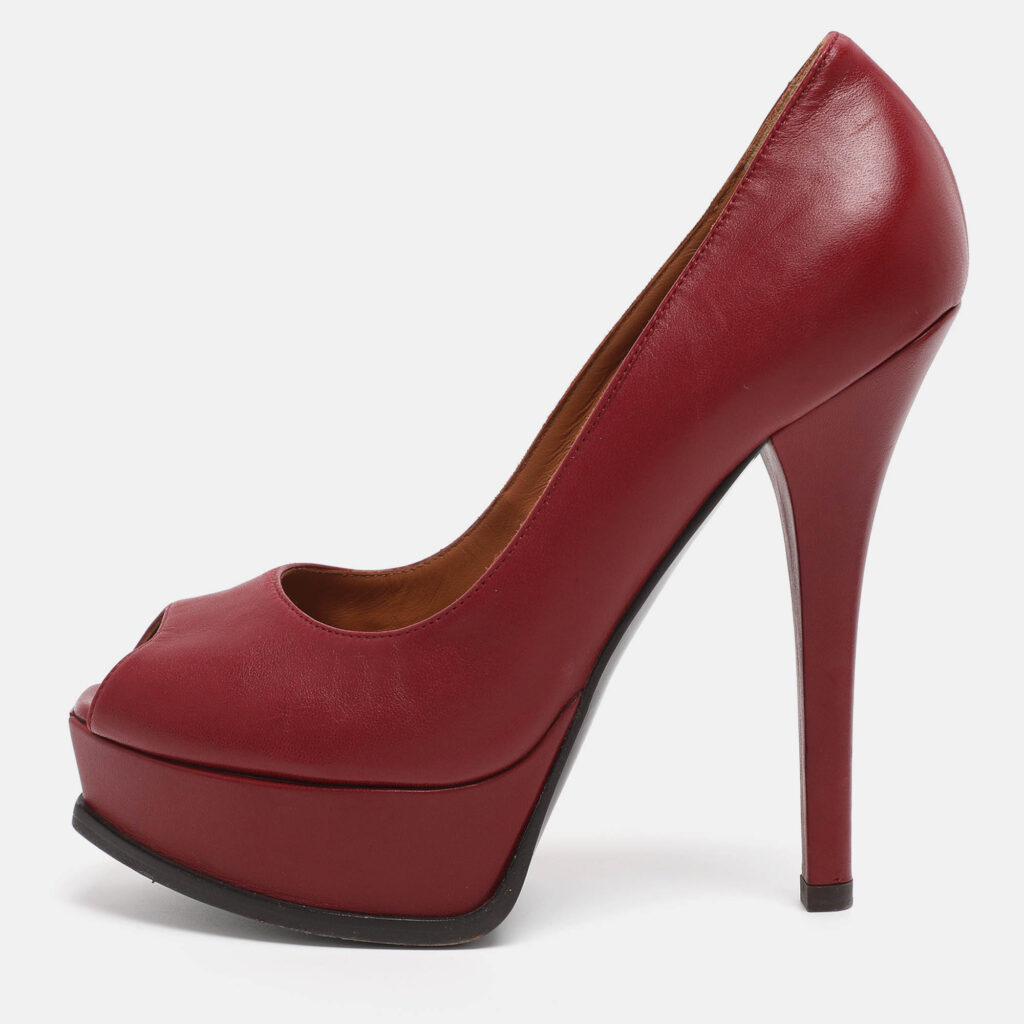 Fendi Red Leather Fendista Platform Pumps Size 38.5