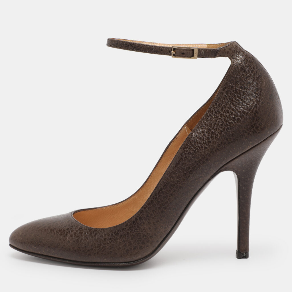 Fendi Brown Leather Ankle Strap Pumps Size 36.5 Fendi Brown Leather Ankle Strap Pumps Size 36.5