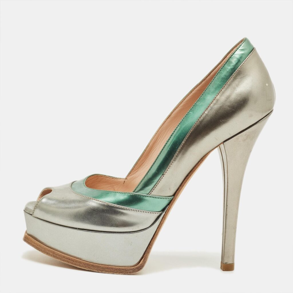 Fendi Multicolor Leather Fendista Peep Toe Platform Pumps Size 39 Fendi Multicolor Leather Fendista Peep Toe Platform Pumps Size 39