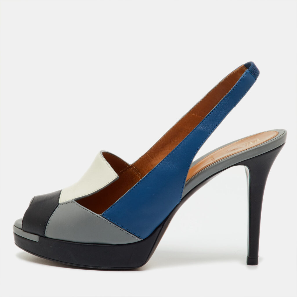 Fendi Multicolor Leather Peep Toe Platform Slingback Sandals Size 37 Fendi Multicolor Leather Peep Toe Platform Slingback Sandals Size 37