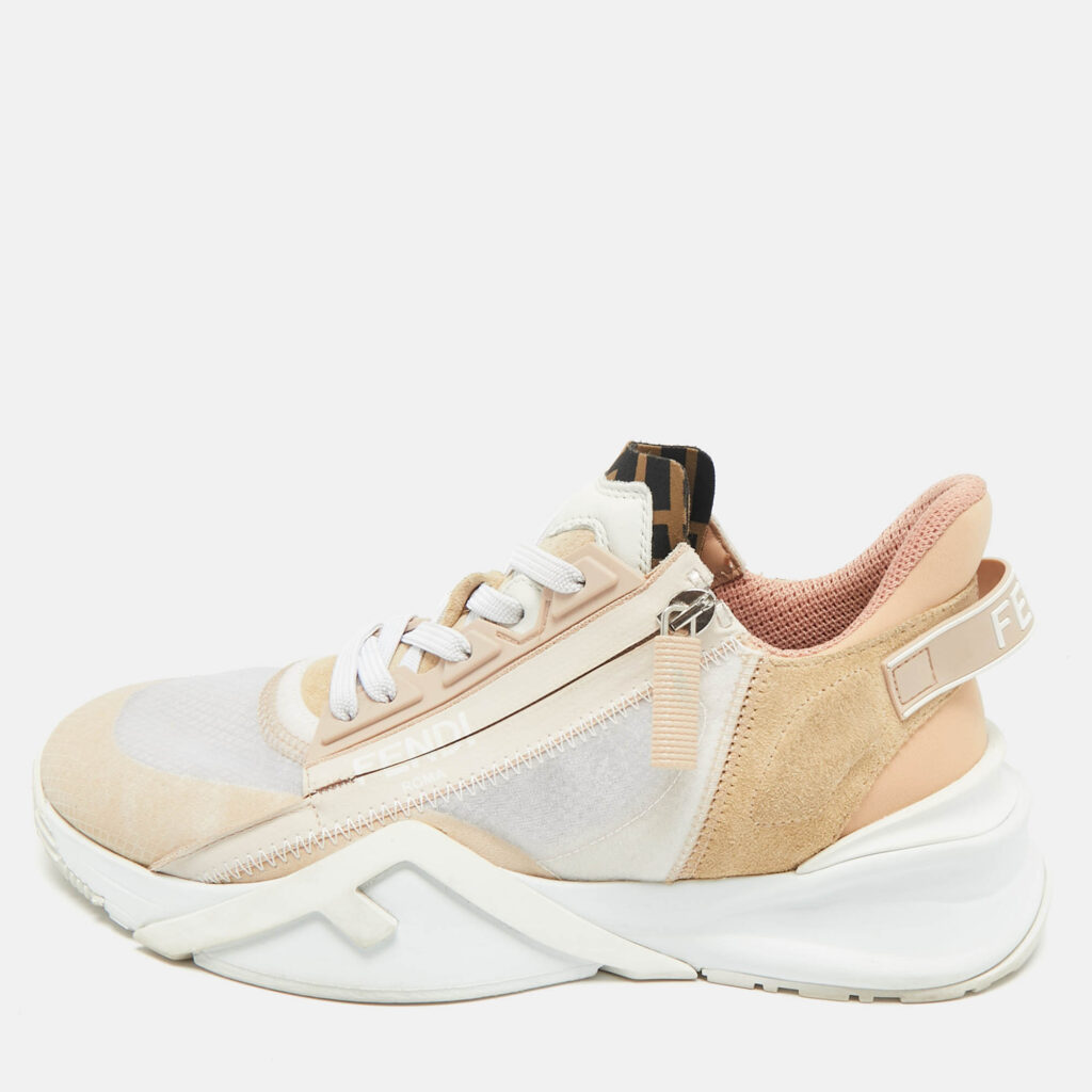 Fendi Pink/White Suede and Leather Flow Low Top Sneakers Size 37 Fendi Pink/White Suede and Leather Flow Low Top Sneakers Size 37