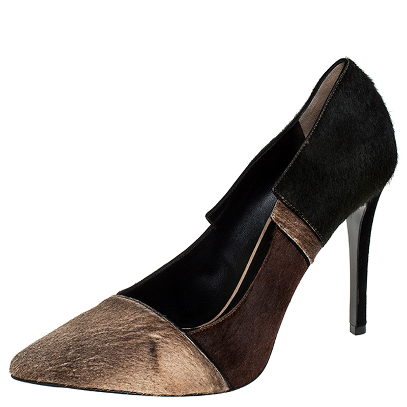 Fendi Tri Color Calfhair Pointed Toe Pumps Size 37.5 Fendi Tri Color Calfhair Pointed Toe Pumps Size 37.5