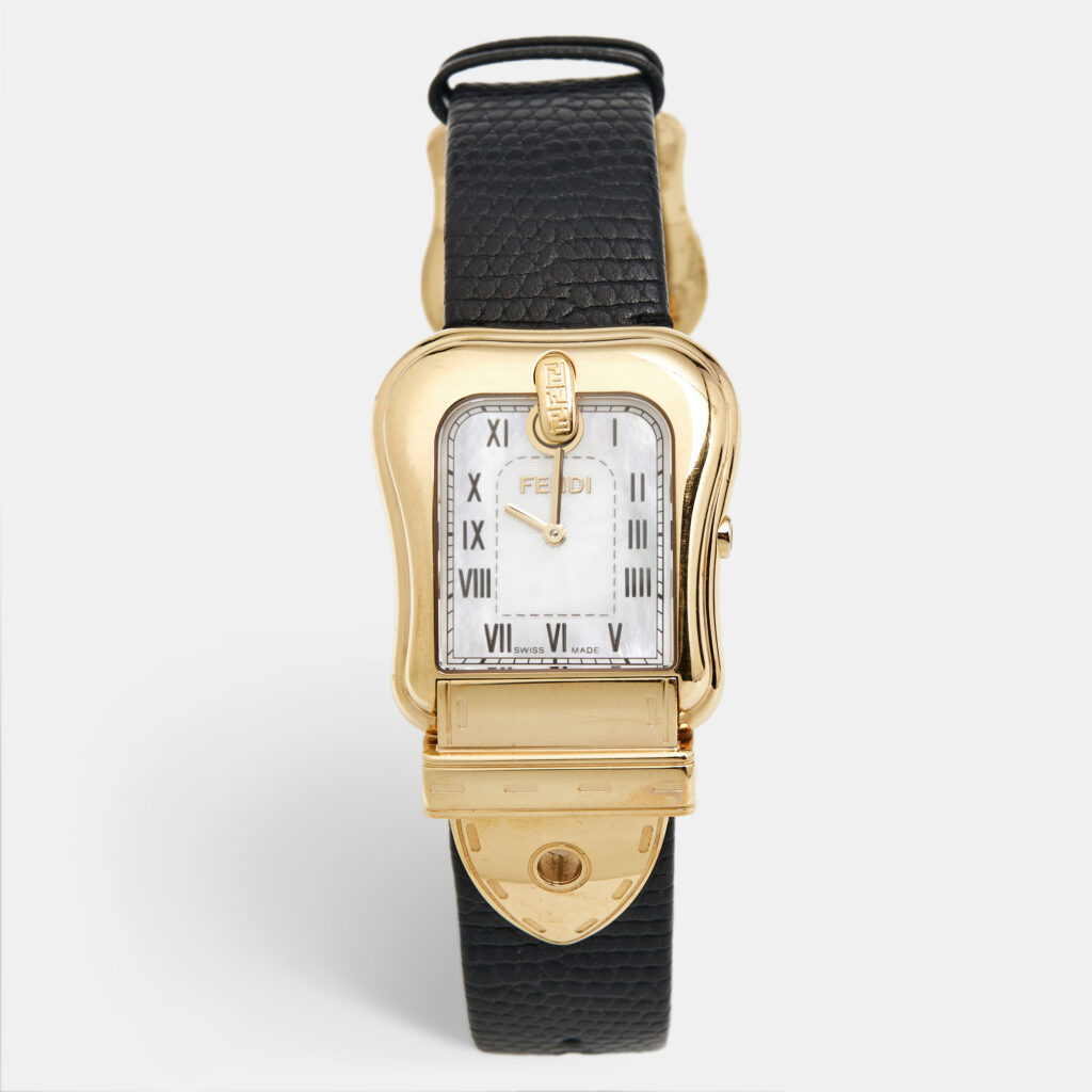 Fendi Mother of Pearl Gold Plated Stainless Steel Leather B.Fendi 3800G Women's Wristwatch 33 mm Fendi Mother of Pearl Gold Plated Stainless Steel Leather B.Fendi 3800G Women's Wristwatch 33 mm