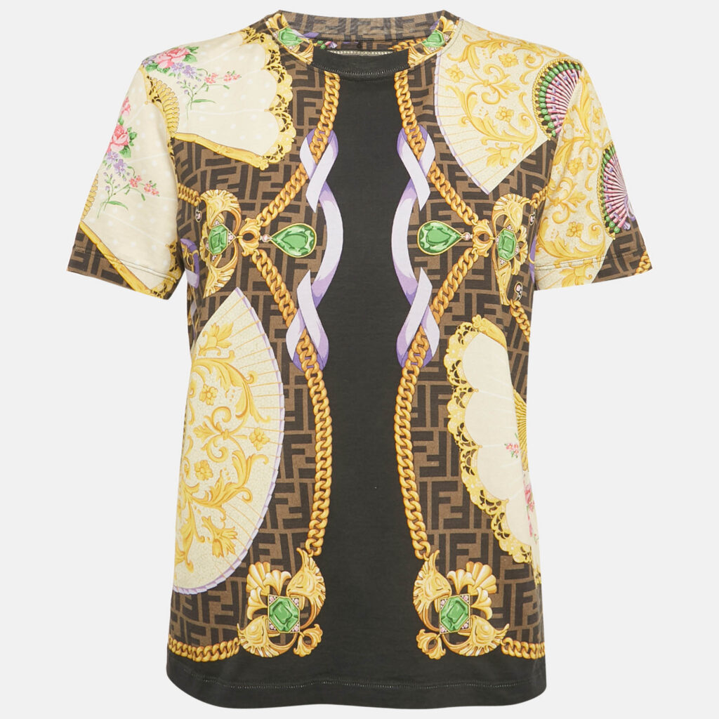 Fendace Multicolor Printed Cotton Crewneck T-Shirt M