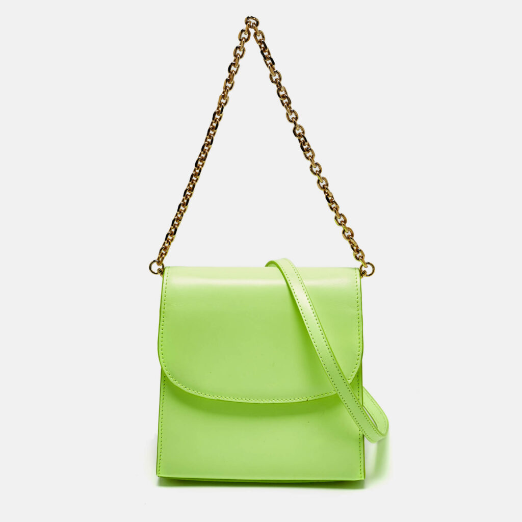 Folklore Neon Green Leather Loop Crossbody Bag Folklore Neon Green Leather Loop Crossbody Bag
