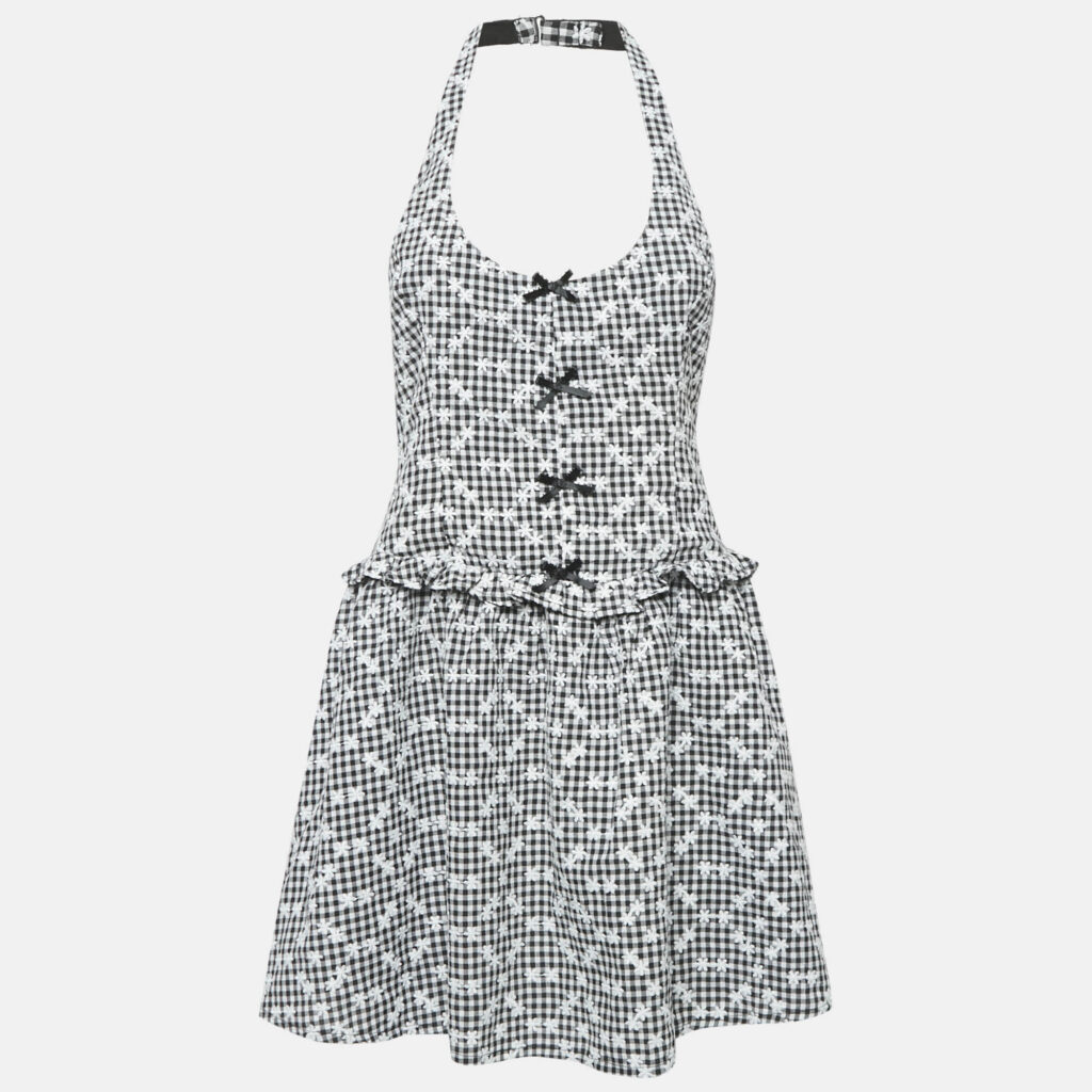 luxury-women-for-love-lemons-used-clothes-p1158229-002-1.jpg For Love & Lemons Monogram Floral Embroidered Checks Mini Dress M