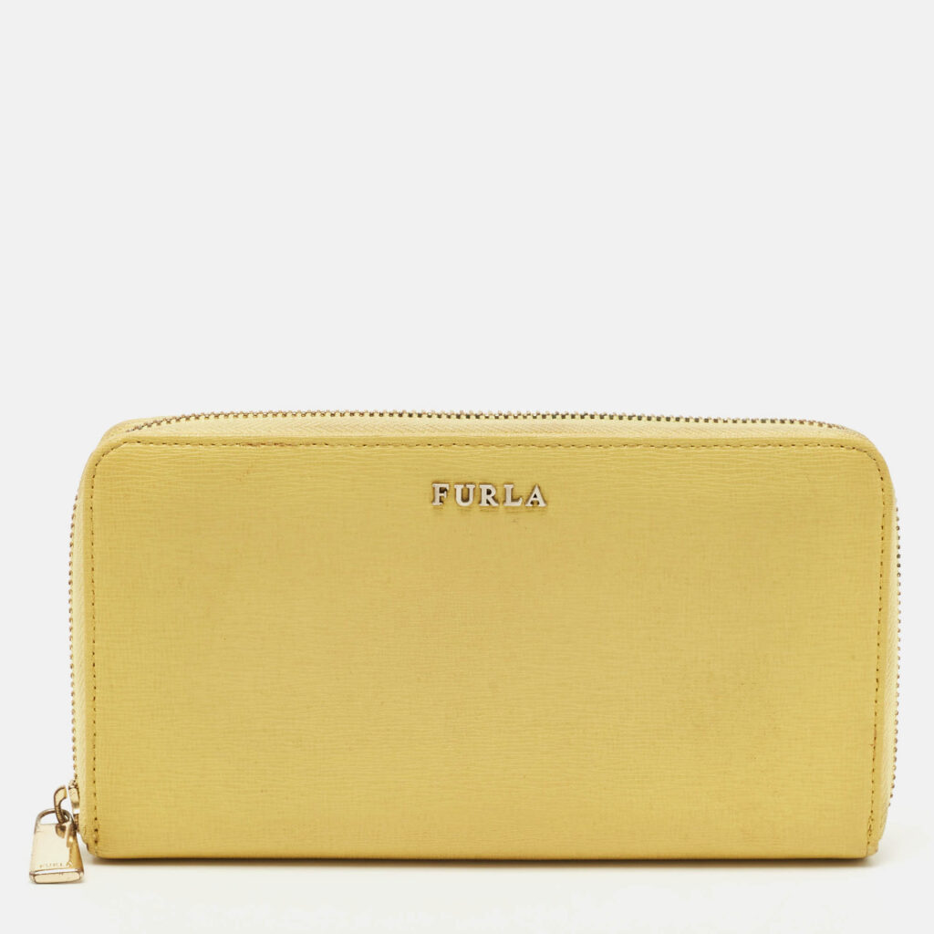 Furla Yellow Leather Zip Continental Wallet Furla Yellow Leather Zip Continental Wallet