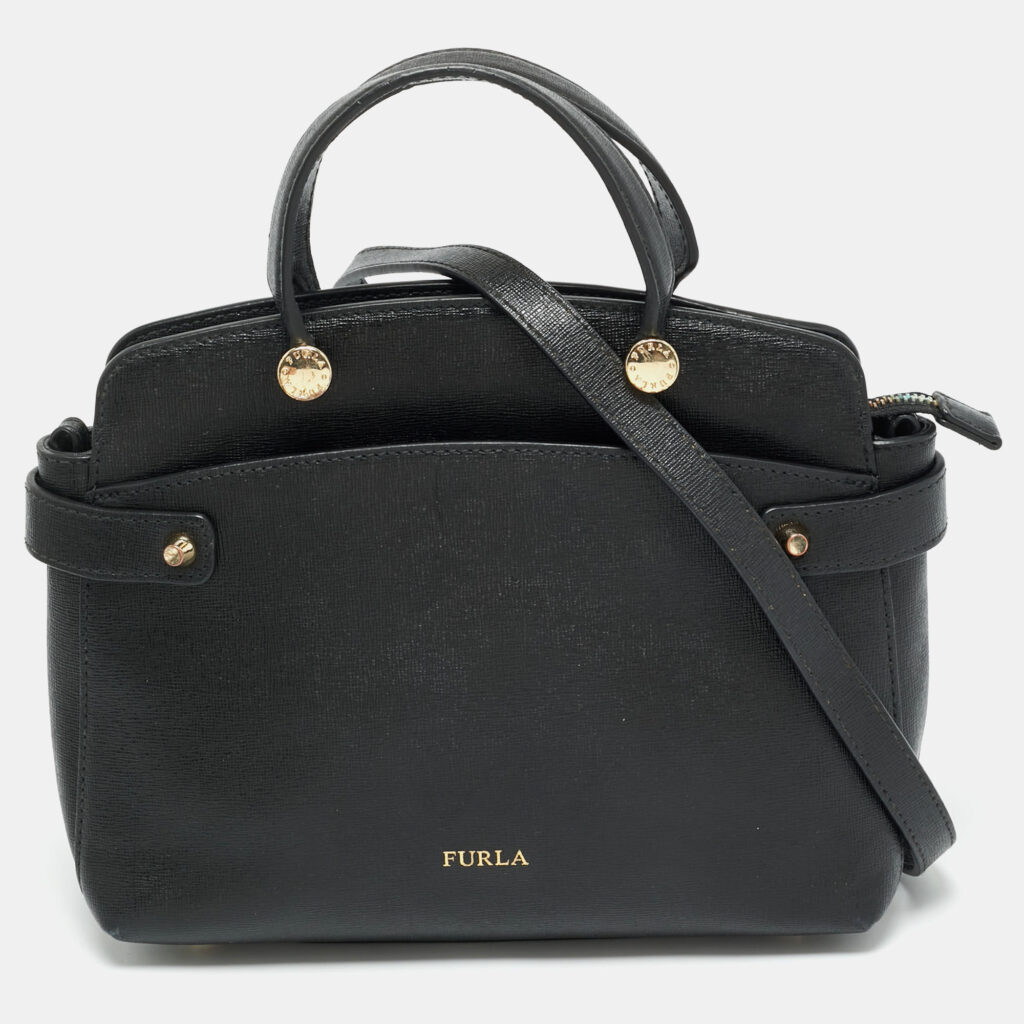 Furla Black Leather Agata Satchel Furla Black Leather Agata Satchel