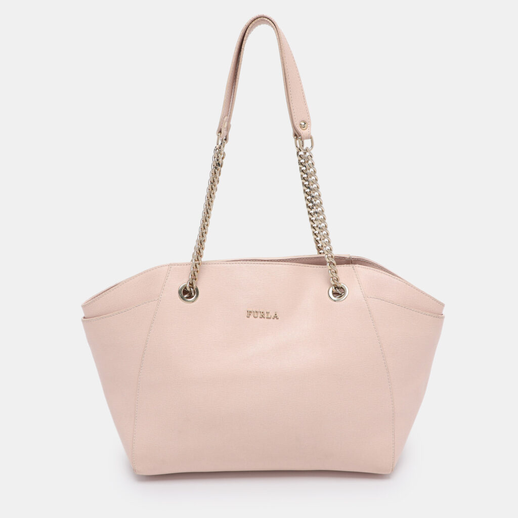 Furla Blush Pink Leather Julia Chain Tote