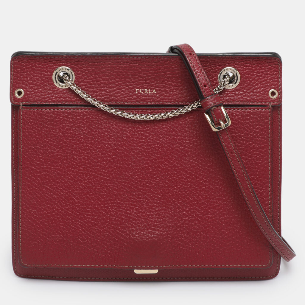 Furla Red Leather Chain Crossbody Bag Furla Red Leather Chain Crossbody Bag
