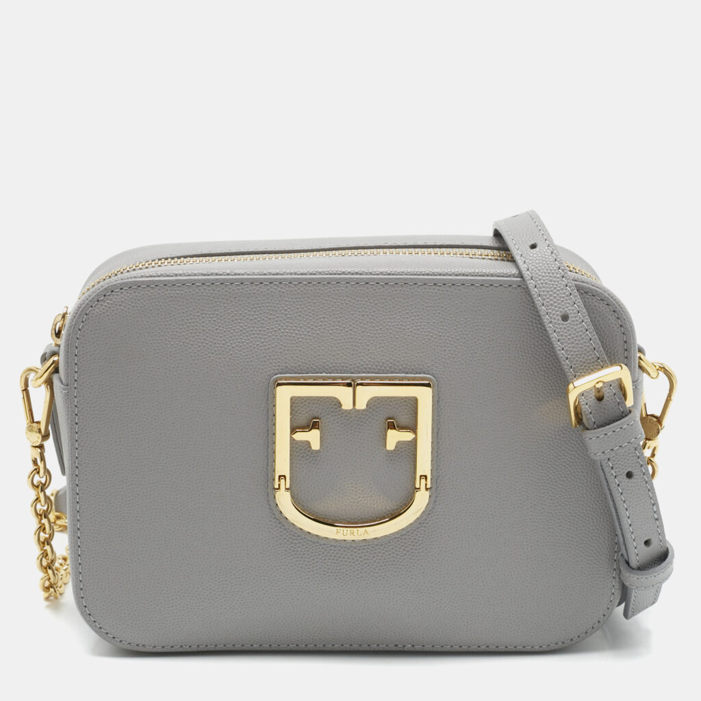Furla Grey Leather Mini Brava Crossbody Bag Furla Grey Leather Mini Brava Crossbody Bag