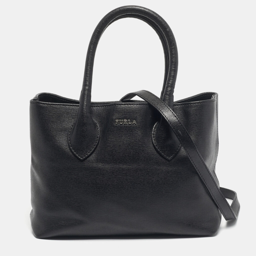 Furla Black Leather Middle Zip Tote Furla Black Leather Middle Zip Tote
