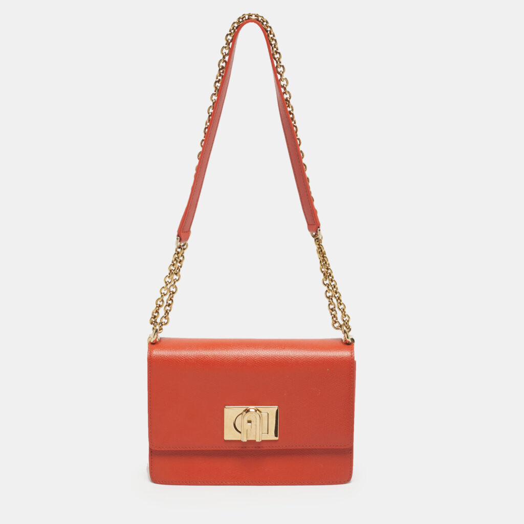 Furla Orange Leather Mini 1927 Crossbody Bag Furla Orange Leather Mini 1927 Crossbody Bag
