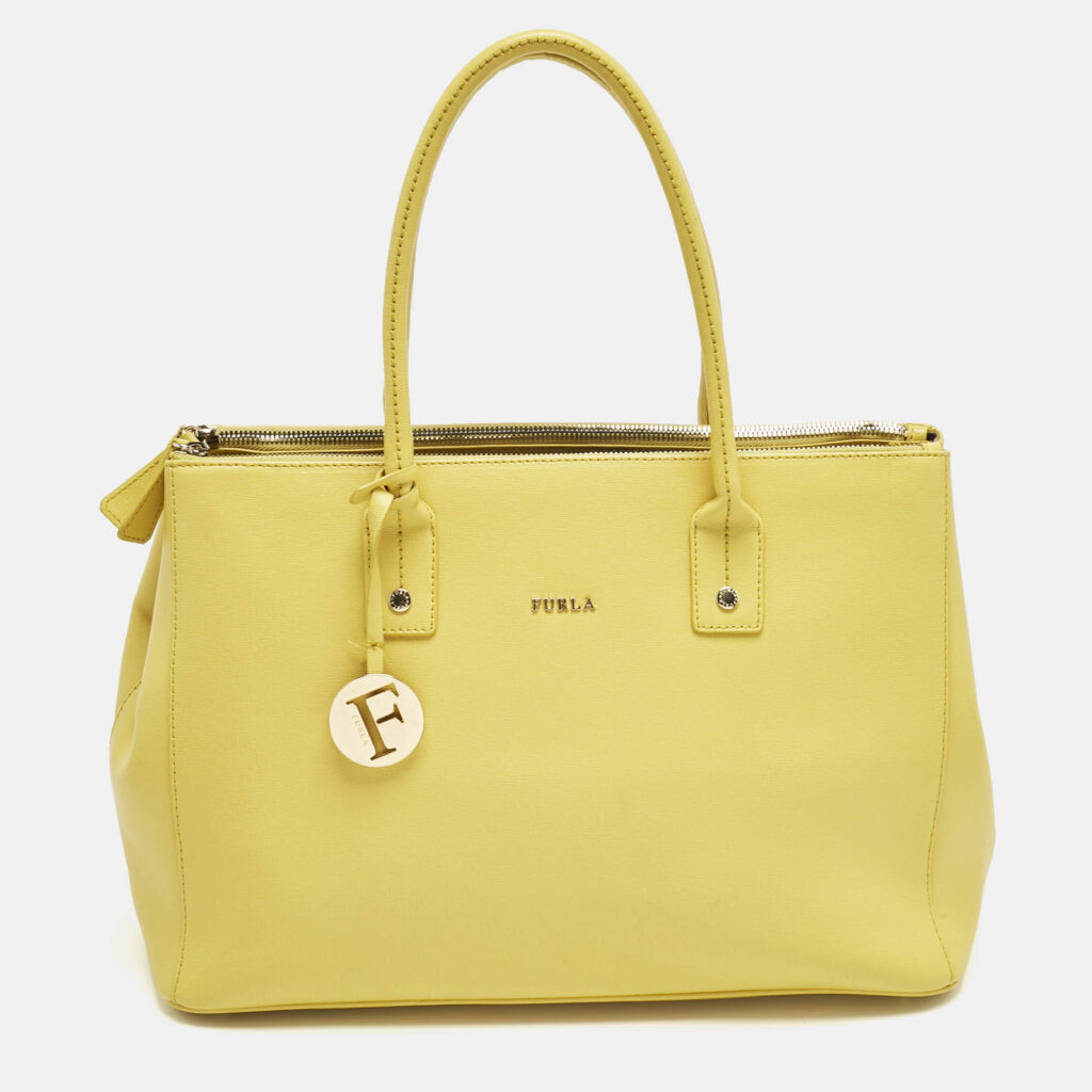 Furla Yellow Leather Large Linda Tote Furla Yellow Leather Large Linda Tote