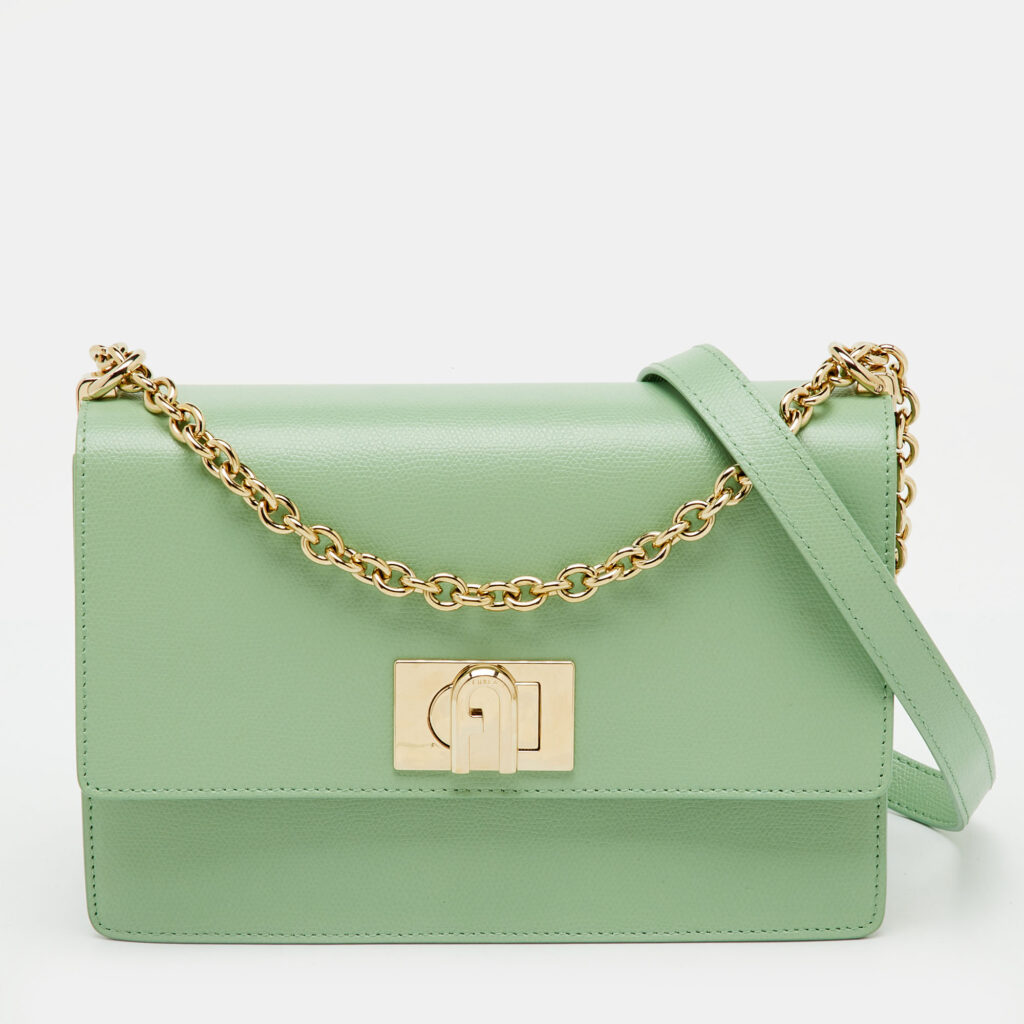 Furla Light Green Leather Small 1927 Crossbody Bag Furla Light Green Leather Small 1927 Crossbody Bag