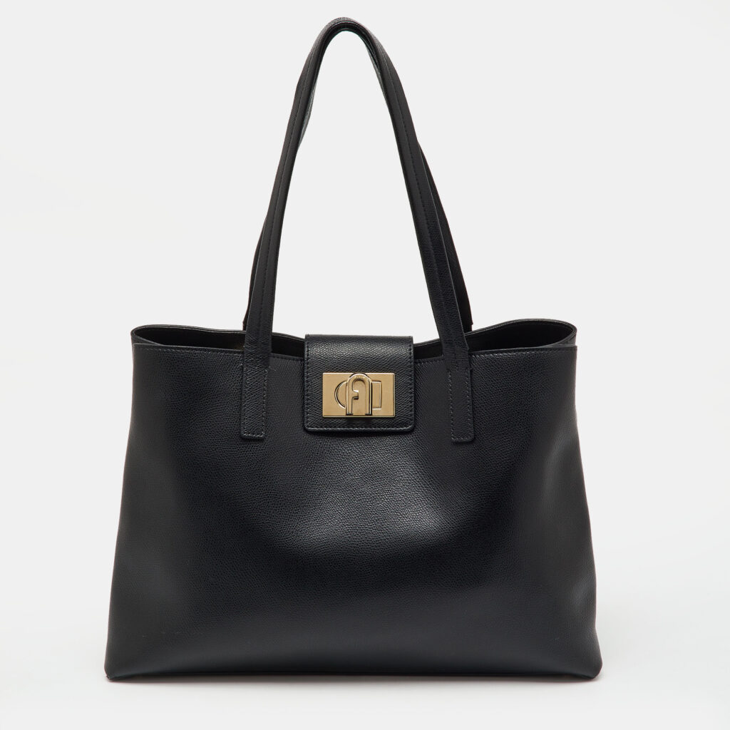 luxury-women-furla-used-handbags-p1224880-017-1.jpg Furla Black Leather 1927 Soft Tote