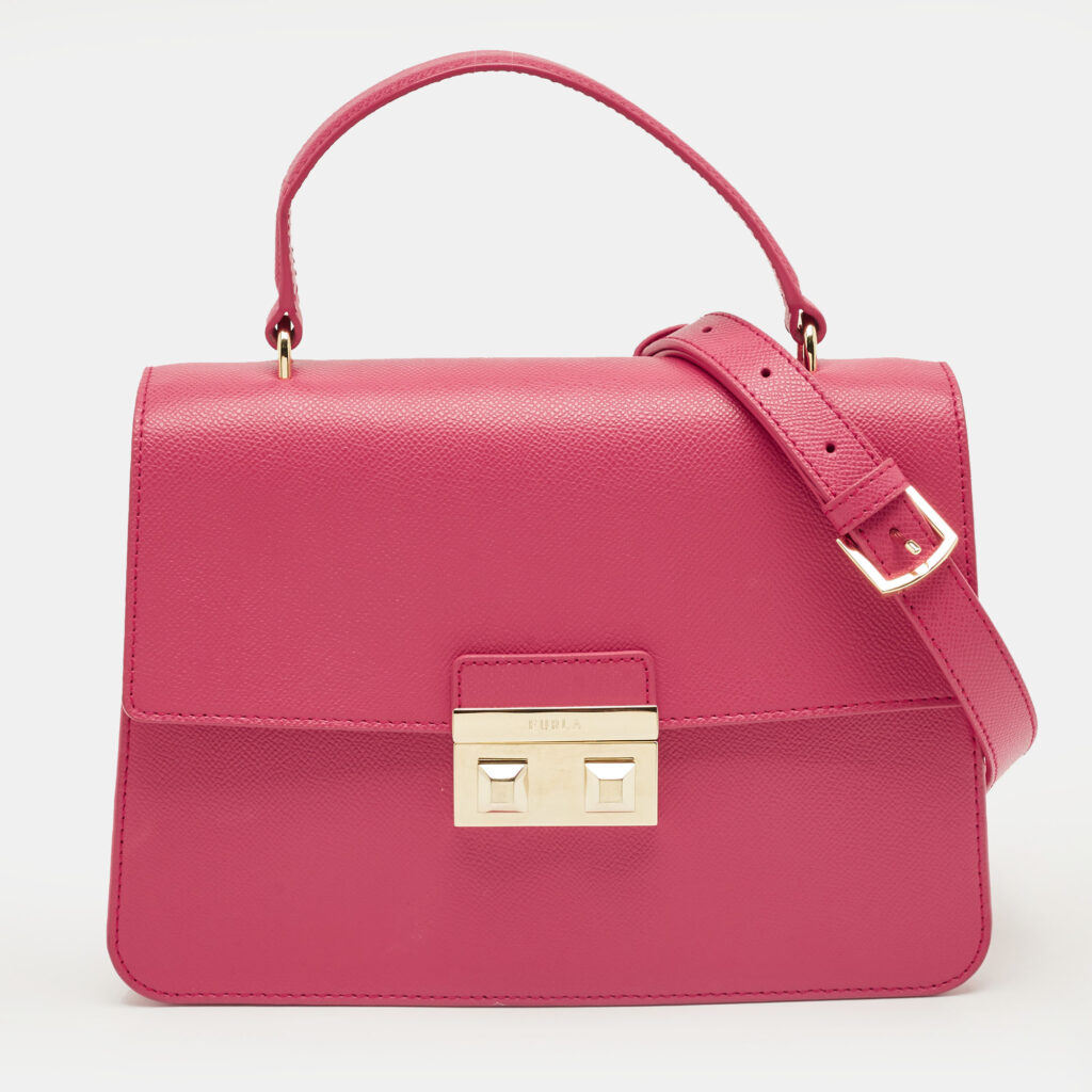 Furla Fuchsia Leather Bella Top Handle Bag Furla Fuchsia Leather Bella Top Handle Bag