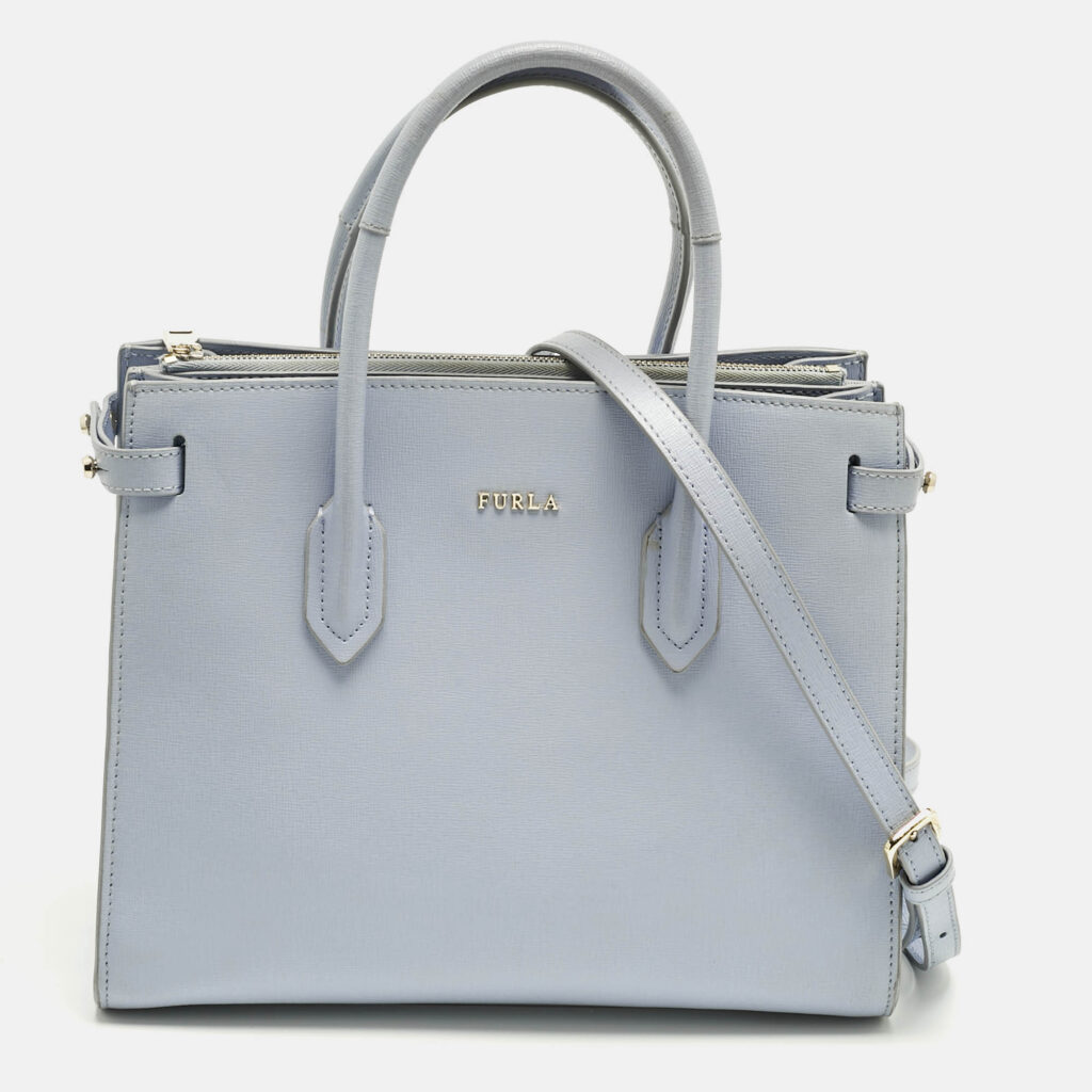 Furla Light Blue Leather Small Pin Tote Furla Light Blue Leather Small Pin Tote