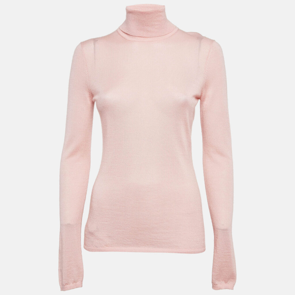 Gabriela Hearst Blush Pink Cashmere Blend Knit Turtleneck Sweater M
