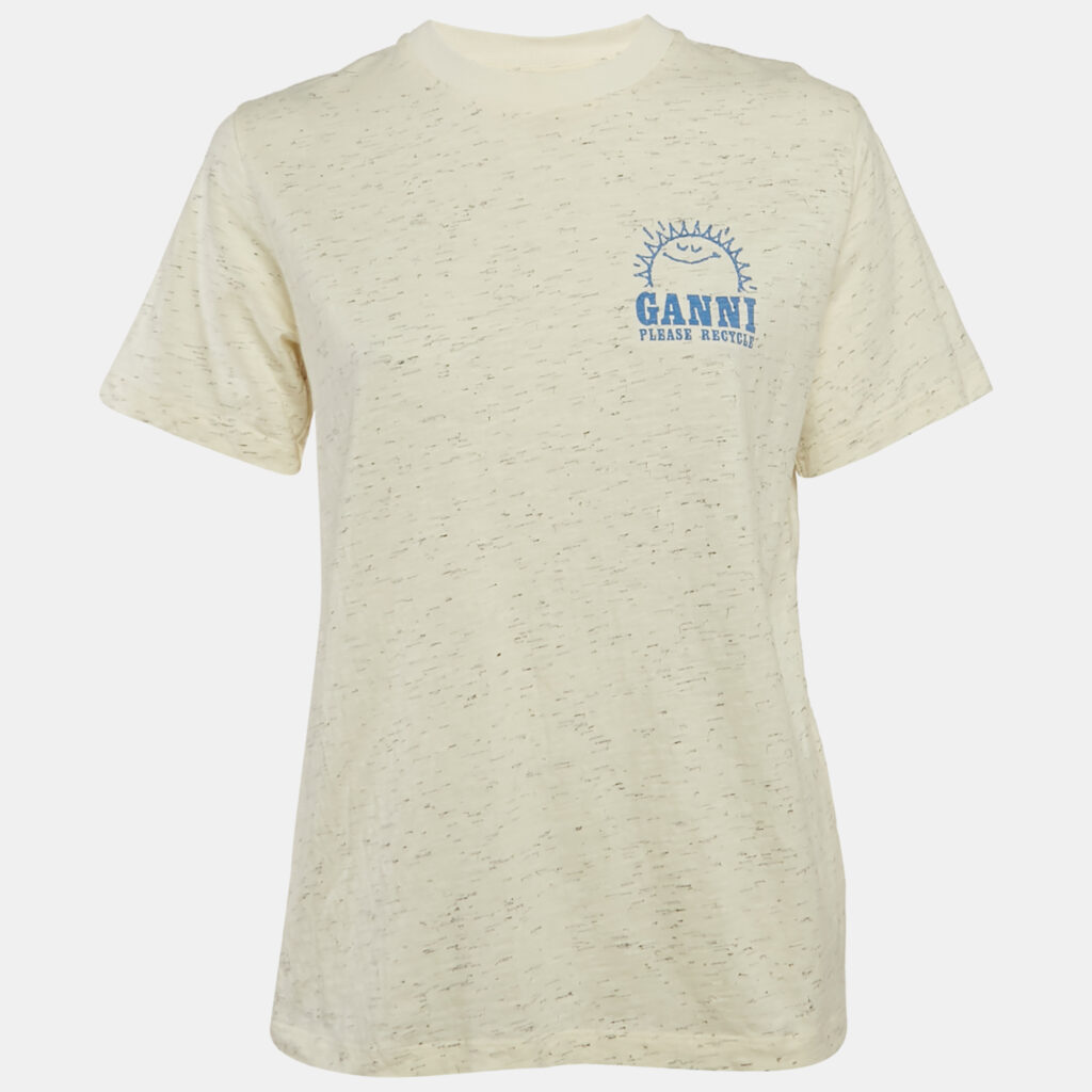 Ganni Cream Have a Nice Day Print Jersey T-Shirt XS Ganni Cream Have a Nice Day Print Jersey T-Shirt XS
