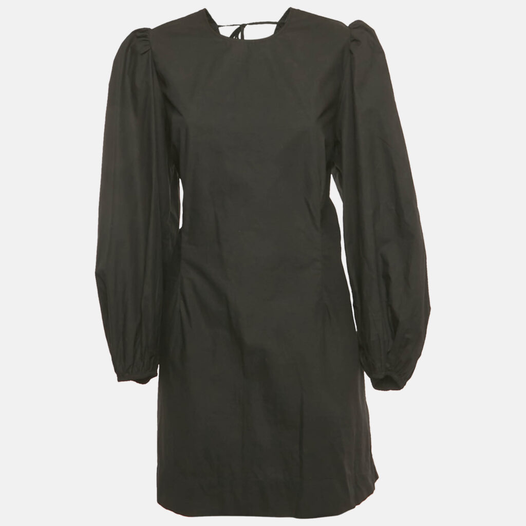 Ganni Black Poplin Back Open Mini Dress XL Ganni Black Poplin Back Open Mini Dress XL