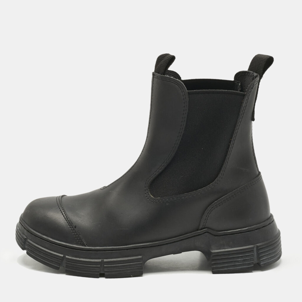 Ganni Black Rubber City Ankle Boots Size 36 Ganni Black Rubber City Ankle Boots Size 36