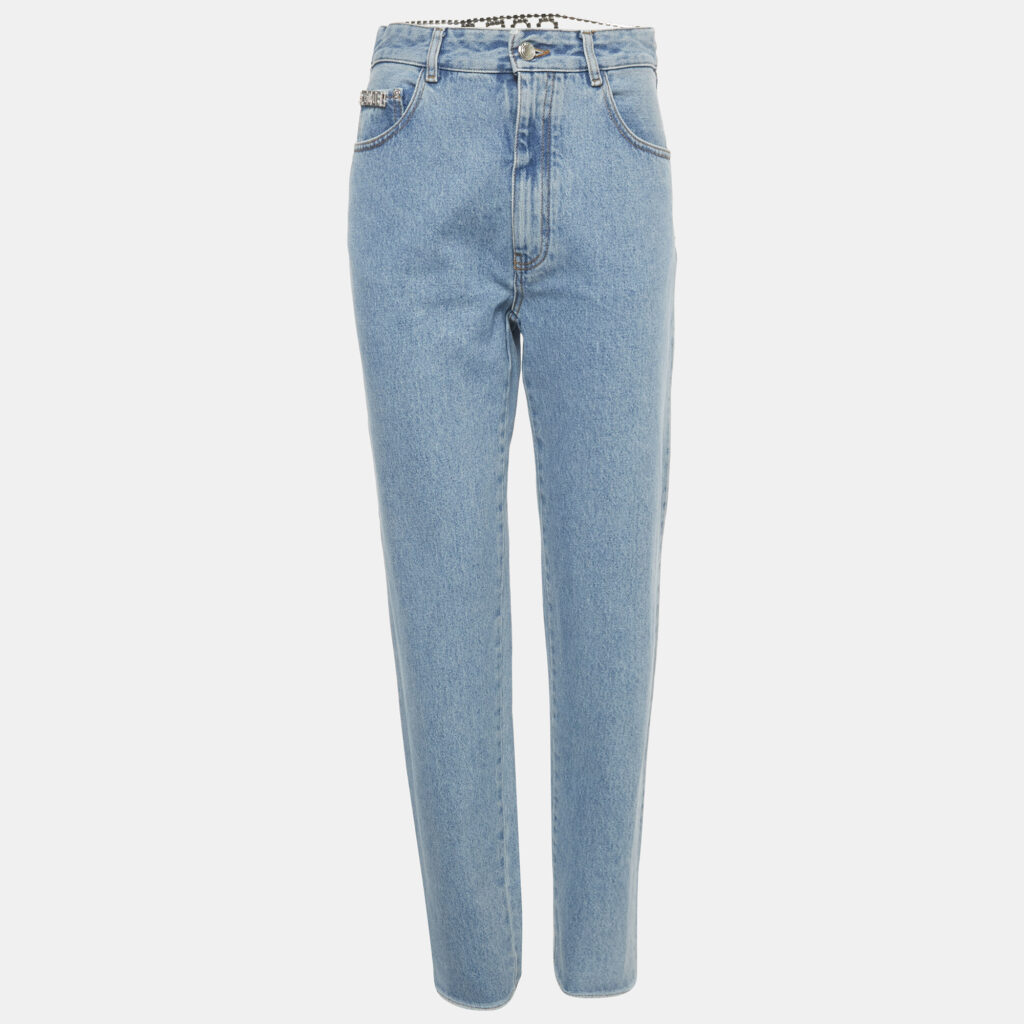 GCDS Blue Denim Logo Crystal Waist Detail Jeans S GCDS Blue Denim Logo Crystal Waist Detail Jeans S