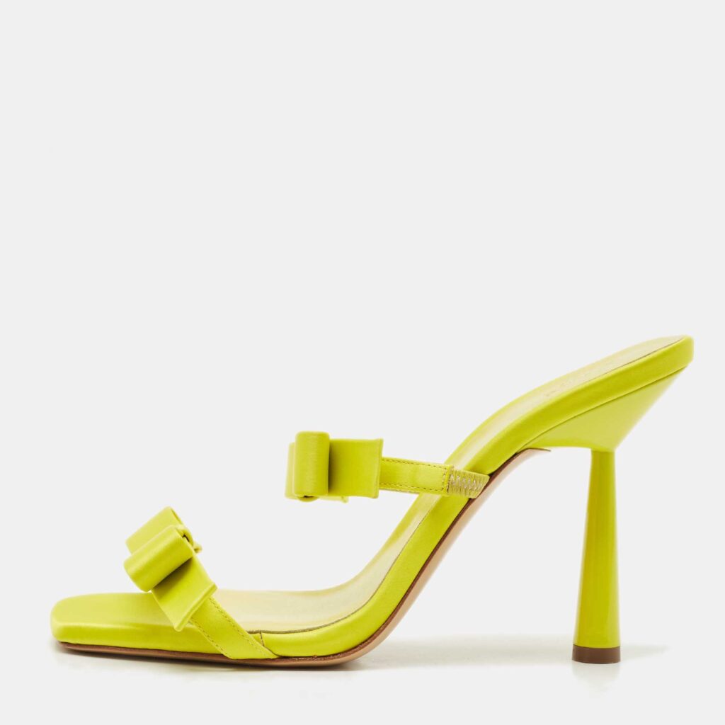 Giaborghini Green Satin Bow Slide Sandals Size 40