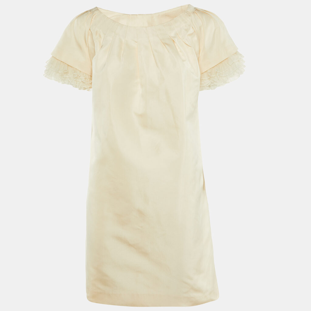 Giambattista Valli Cream Silk Frill Detail Mini Dress M Giambattista Valli Cream Silk Frill Detail Mini Dress M