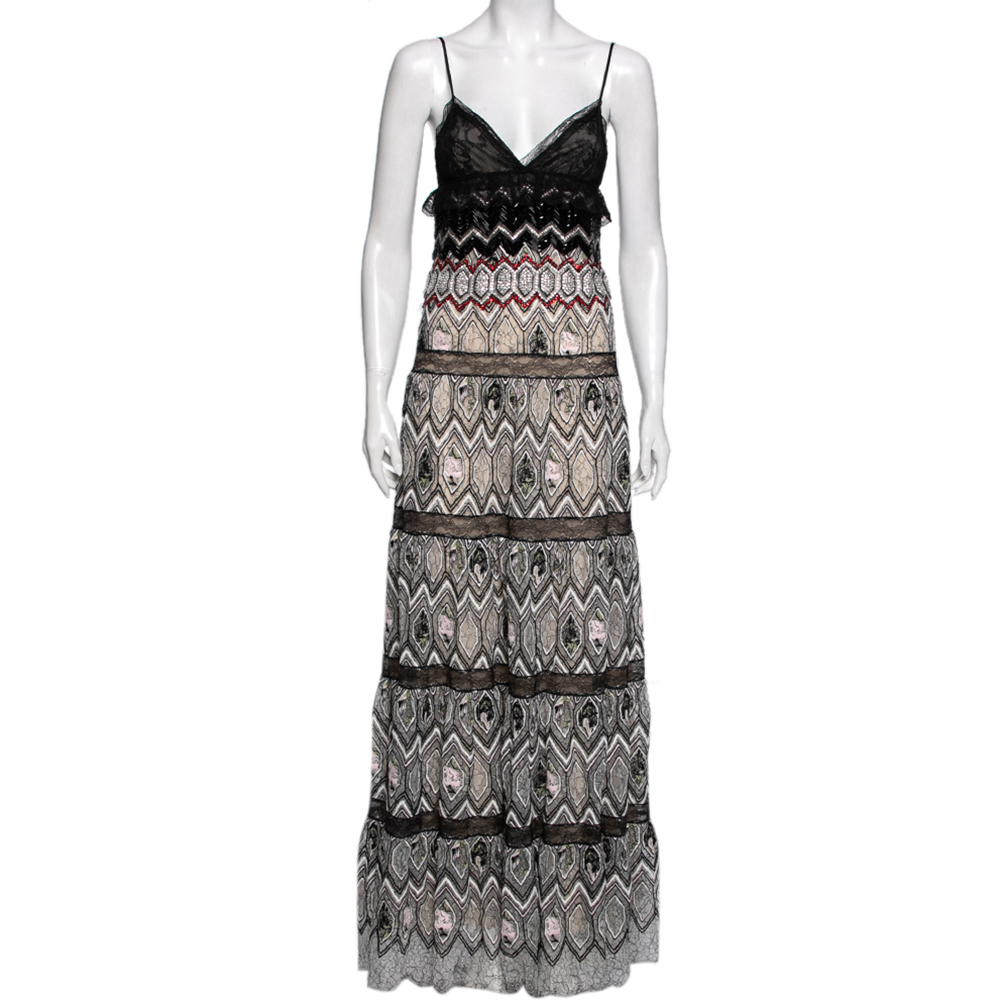 luxury-women-giambattista-valli-used-clothes-p599573-009.jpg Giambattista Valli Multicolor Mesh Floral Embroidered Ruffle Detail Gown S