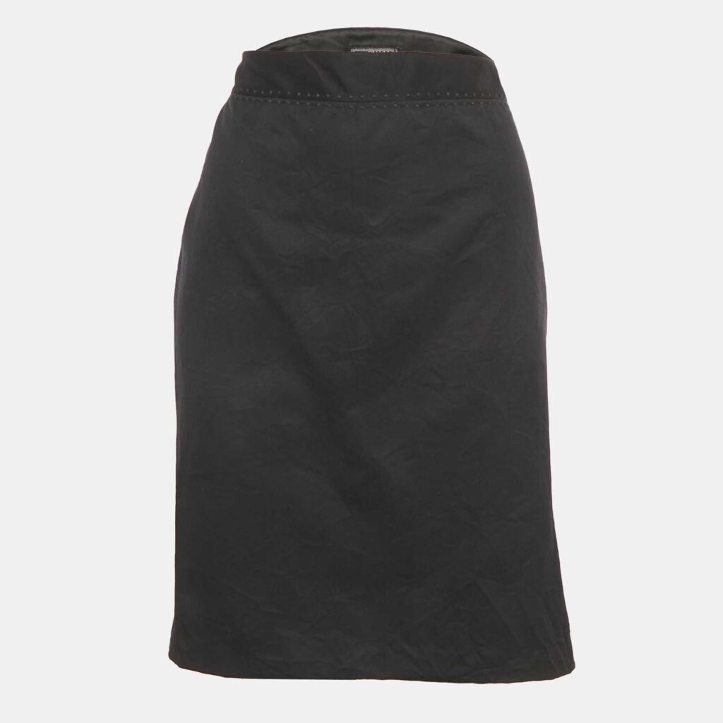 Gianni Versace Black Embroidered Trim Silk Blend Pencil Skirt L Gianni Versace Black Embroidered Trim Silk Blend Pencil Skirt L