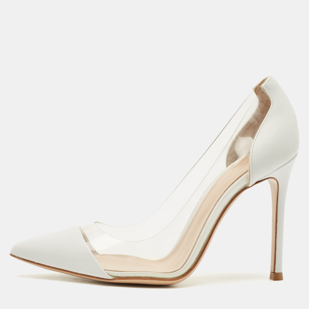 luxury-women-gianvito-rossi-new-shoes-p1178146-001.jpg Gianvito Rossi White Leather and PVC Plexi Pumps Size 35
