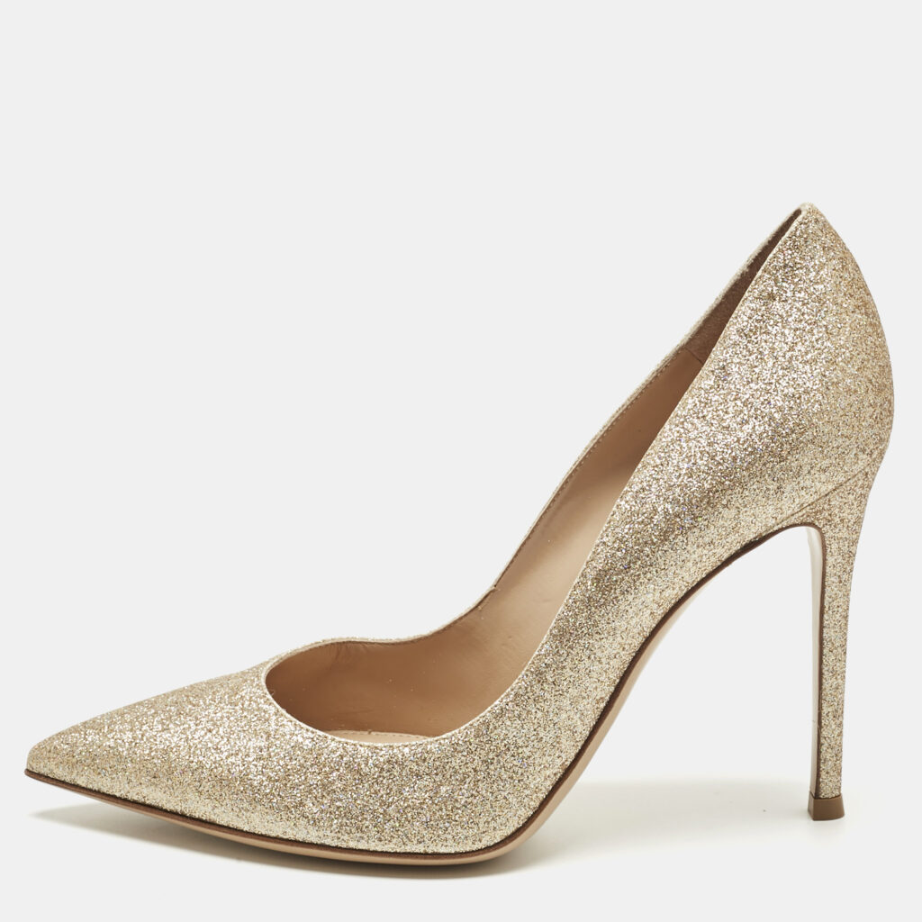 Gianvito Rossi Gold Glitter Gianvito Pumps Size 38