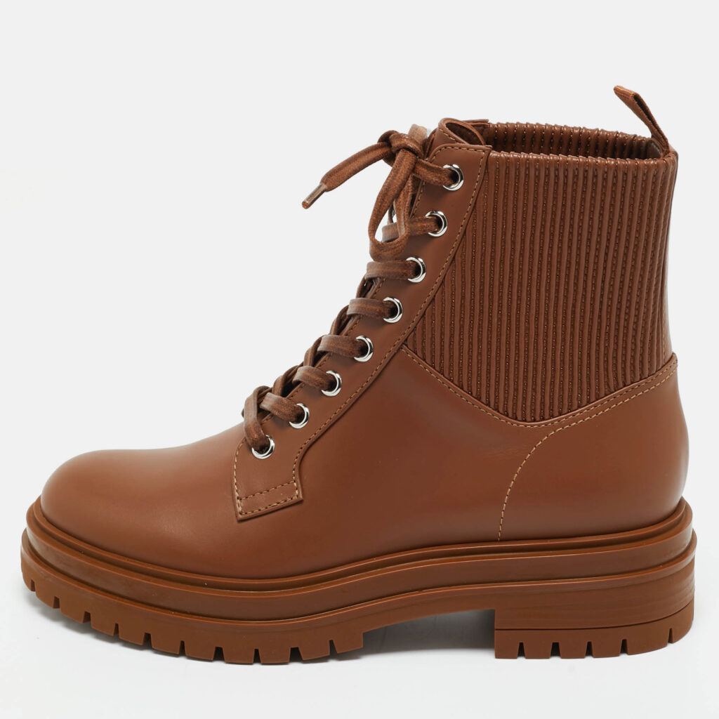 Gianvito Rossi Brown Leather Martis Combat Boots Size 36.5 Gianvito Rossi Brown Leather Martis Combat Boots Size 36.5