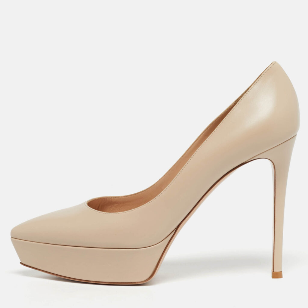 Gianvito Rossi Beige Leather Dahsha Platform Pumps Size 41