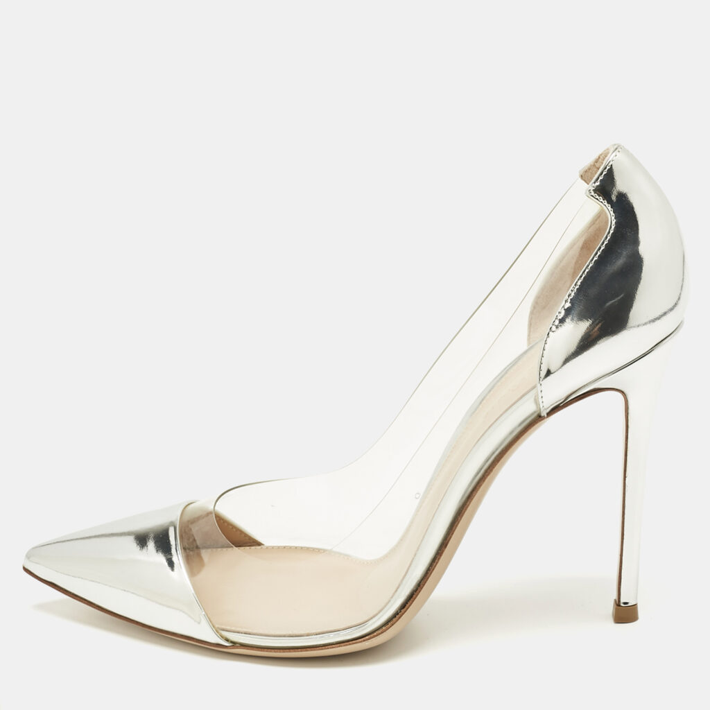 Gianvito Rossi Silver Patent Leather and PVC Plexi Pumps Size 41 Gianvito Rossi Silver Patent Leather and PVC Plexi Pumps Size 41