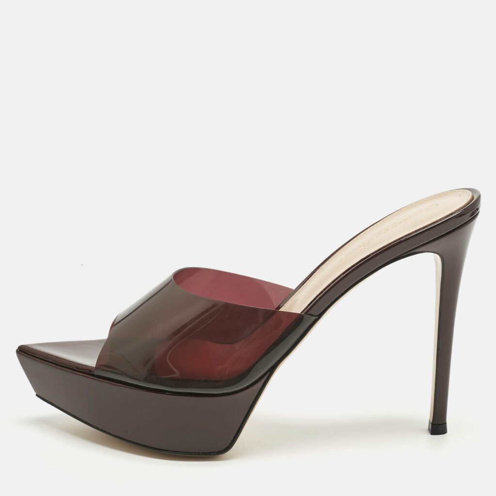 Gianvito Rossi Burgundy PVC Betty Platform Mules Size 40 Gianvito Rossi Burgundy PVC Betty Platform Mules Size 40