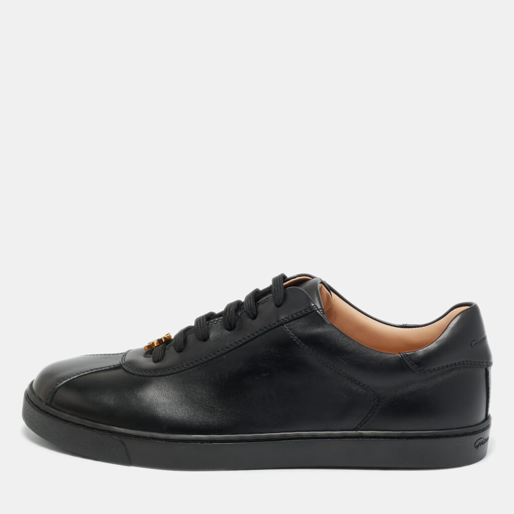 Gianvito Rossi Black Leather Ribbon Low Top Sneakers Size 39